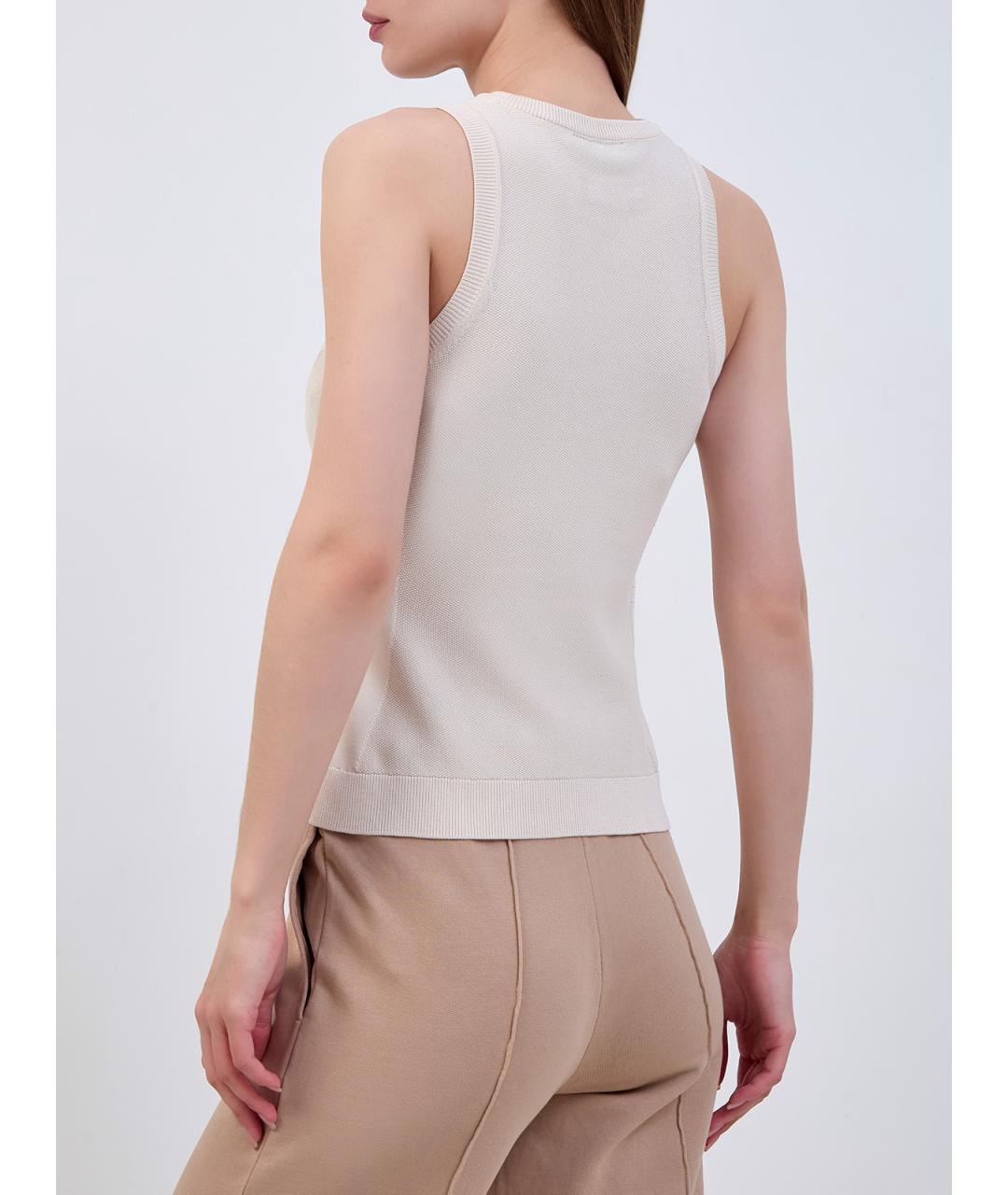 PARAJUMPERS Бежевая хлопковая майка, фото 4