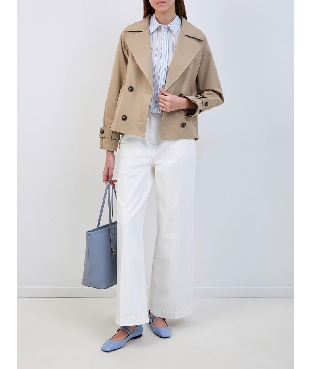 YVES SALOMON Белые хлопковые джинсы клеш, фото 2