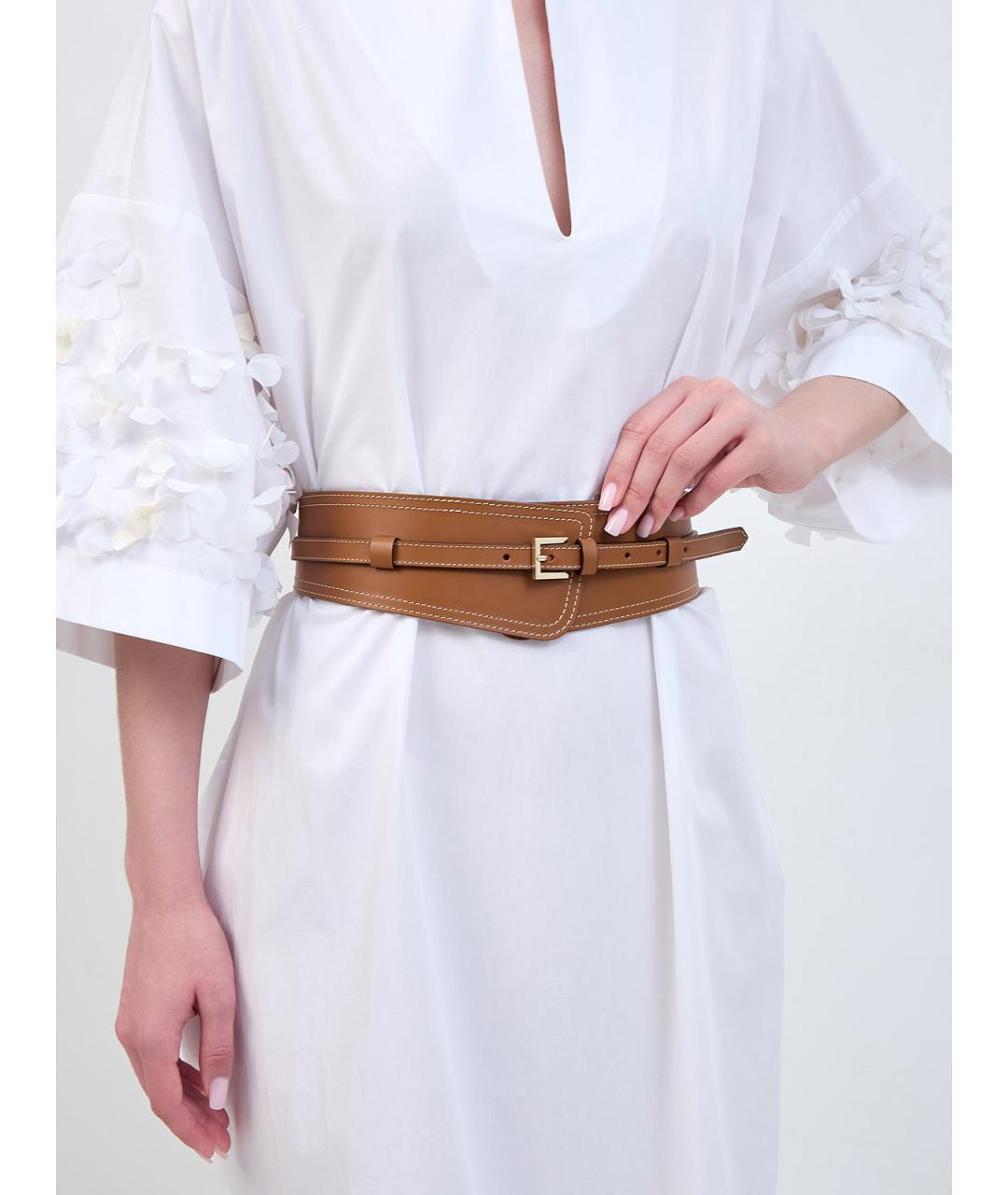 LORENA ANTONIAZZI Коричневый кожаный ремень, фото 3