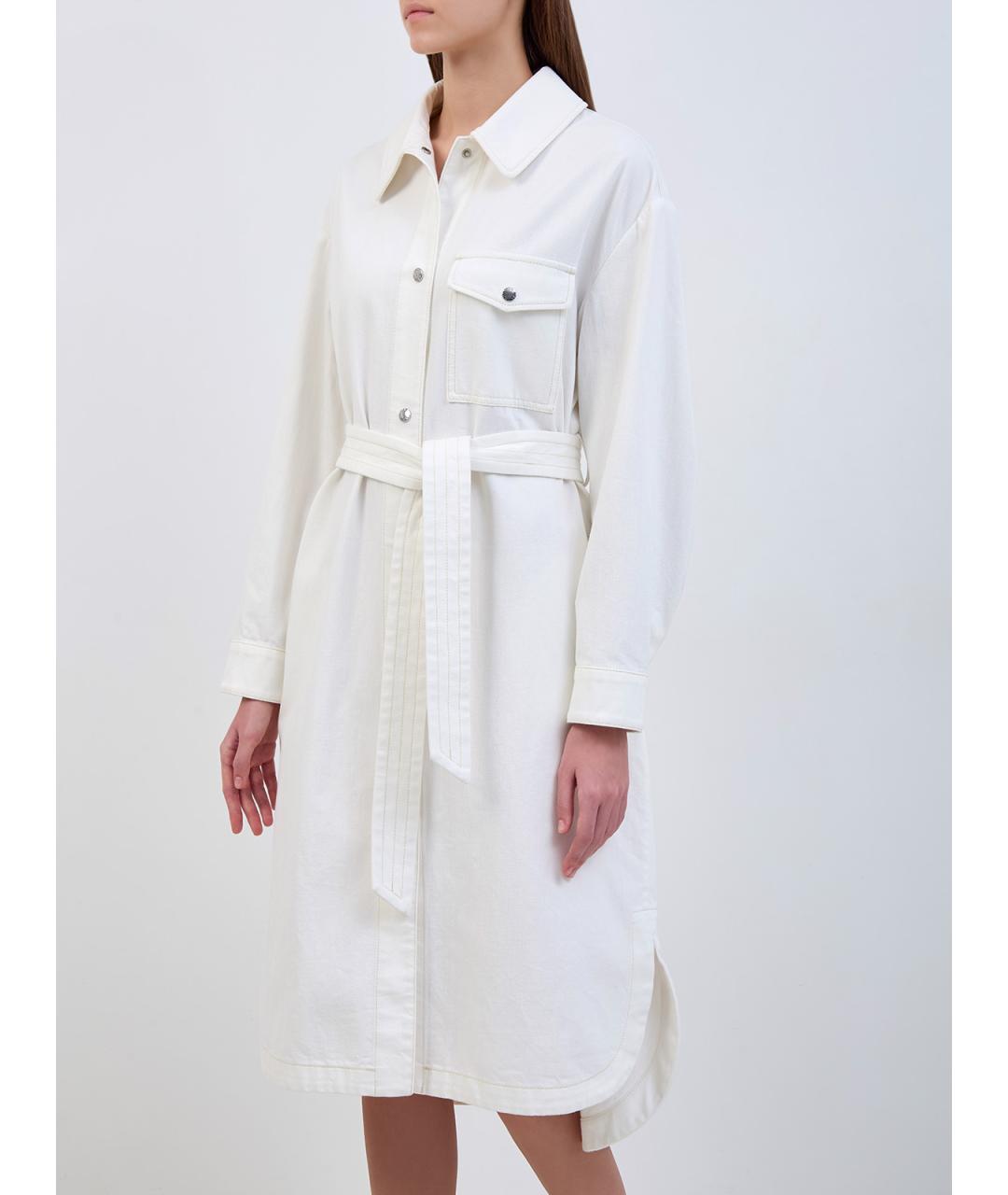 YVES SALOMON Белое хлопковое повседневное платье, фото 3