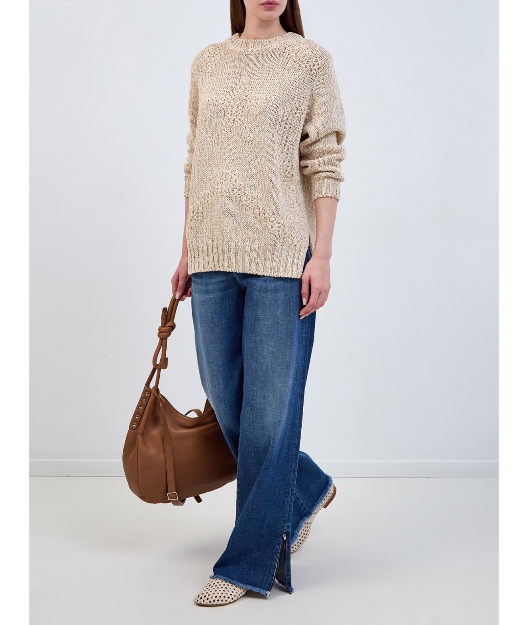 LORENA ANTONIAZZI Бежевый хлопковый джемпер / свитер, фото 2