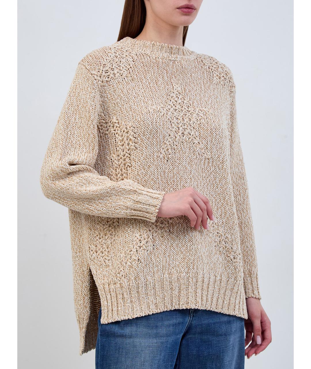 LORENA ANTONIAZZI Бежевый хлопковый джемпер / свитер, фото 3