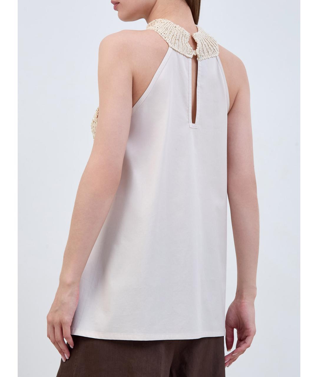 LORENA ANTONIAZZI Бежевая хлопковая блузы, фото 4