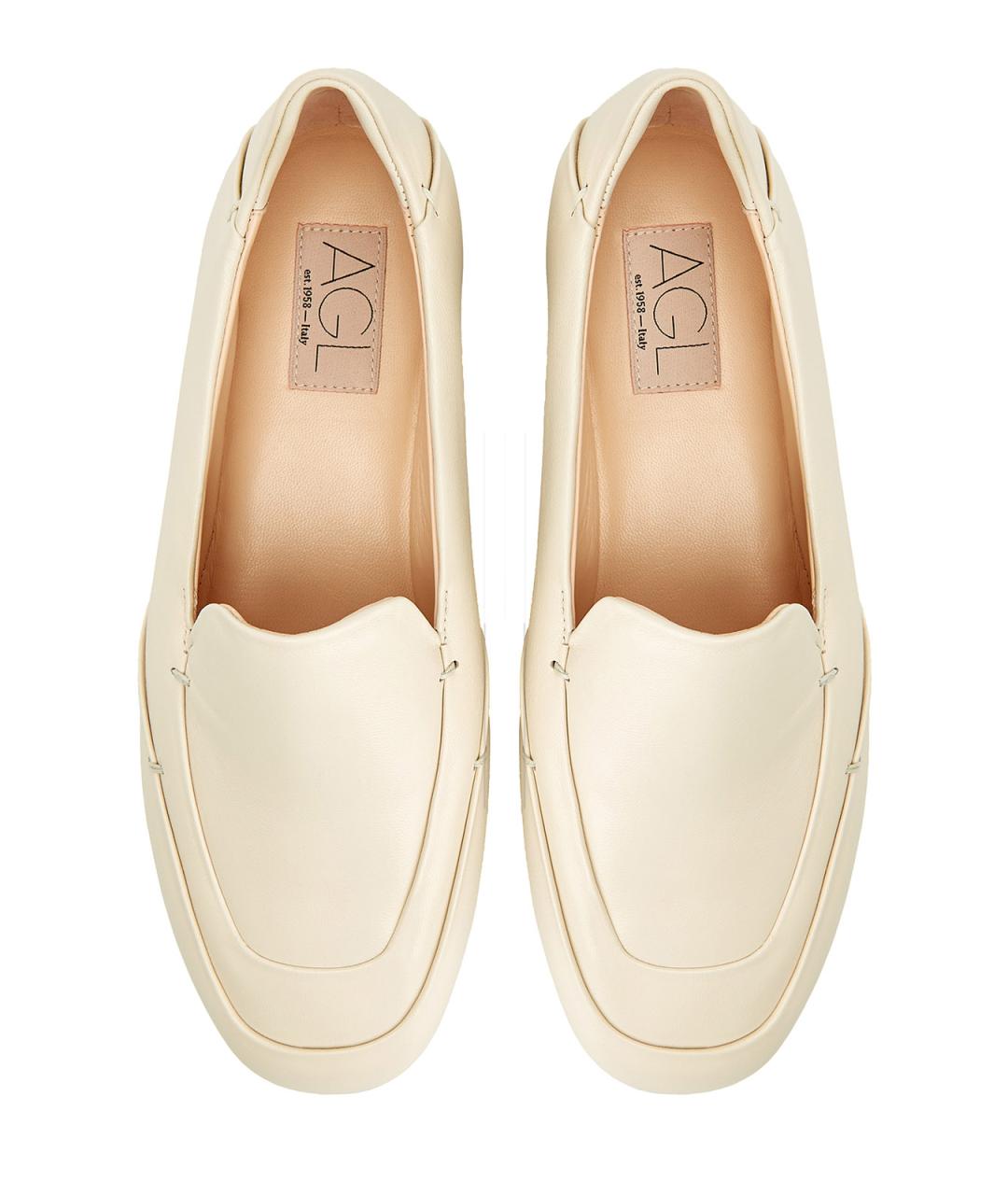 AGL Бежевые кожаные лоферы, фото 6
