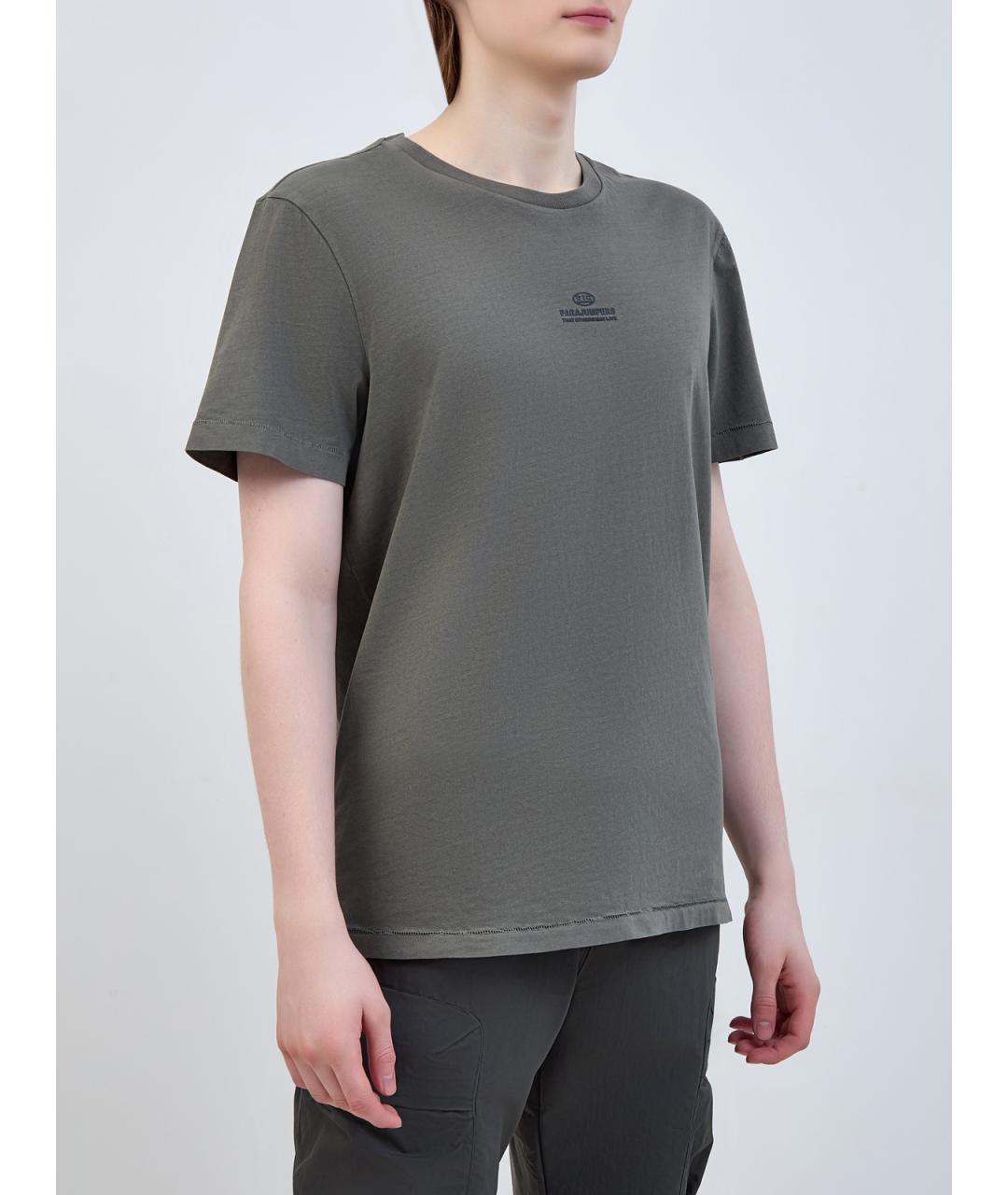 PARAJUMPERS Зеленая хлопковая футболка, фото 3