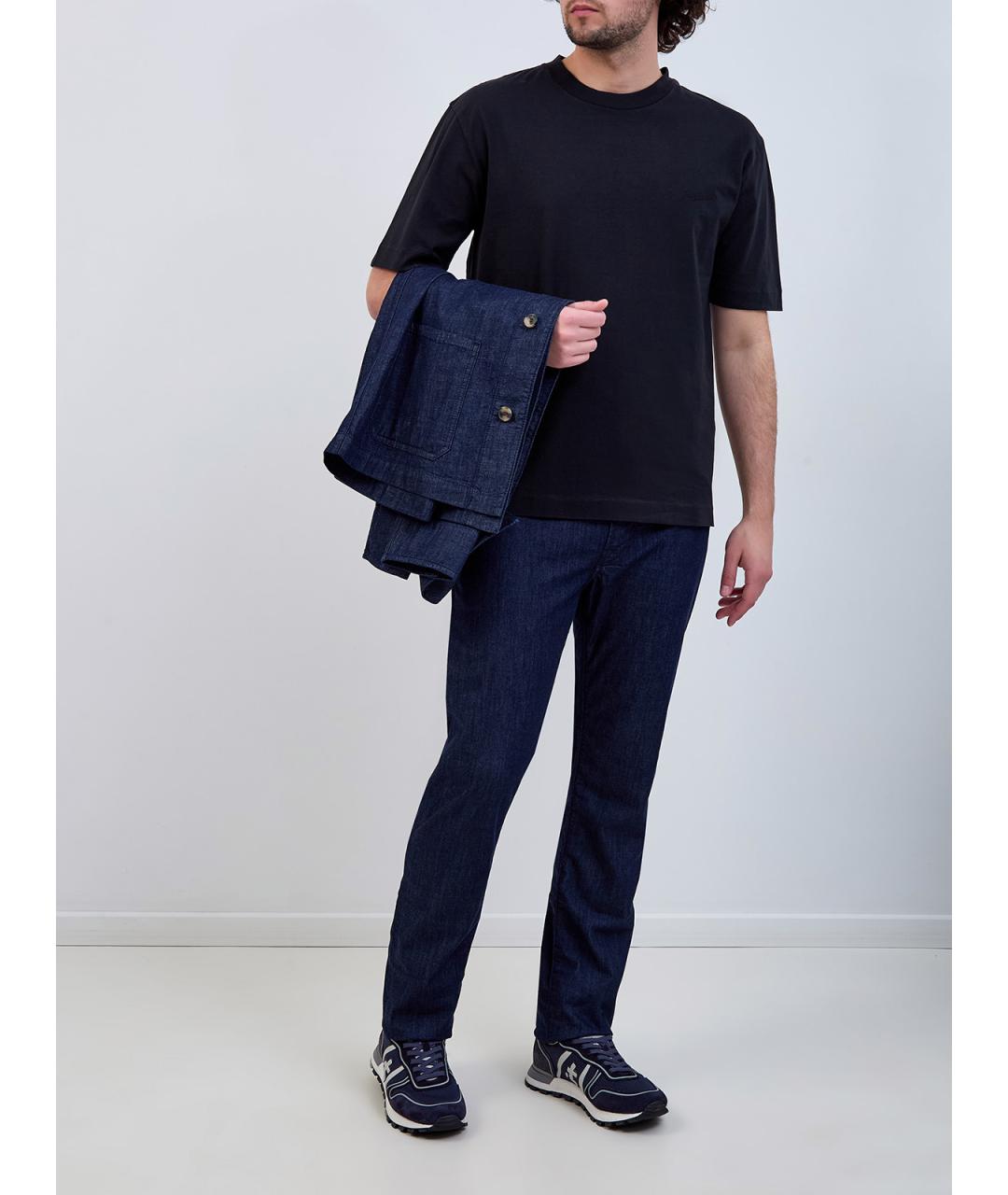 JACOB COHEN Черная хлопковая футболка, фото 2