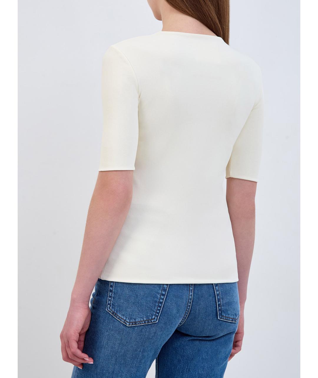 JIL SANDER Бежевая вискозная футболка, фото 4