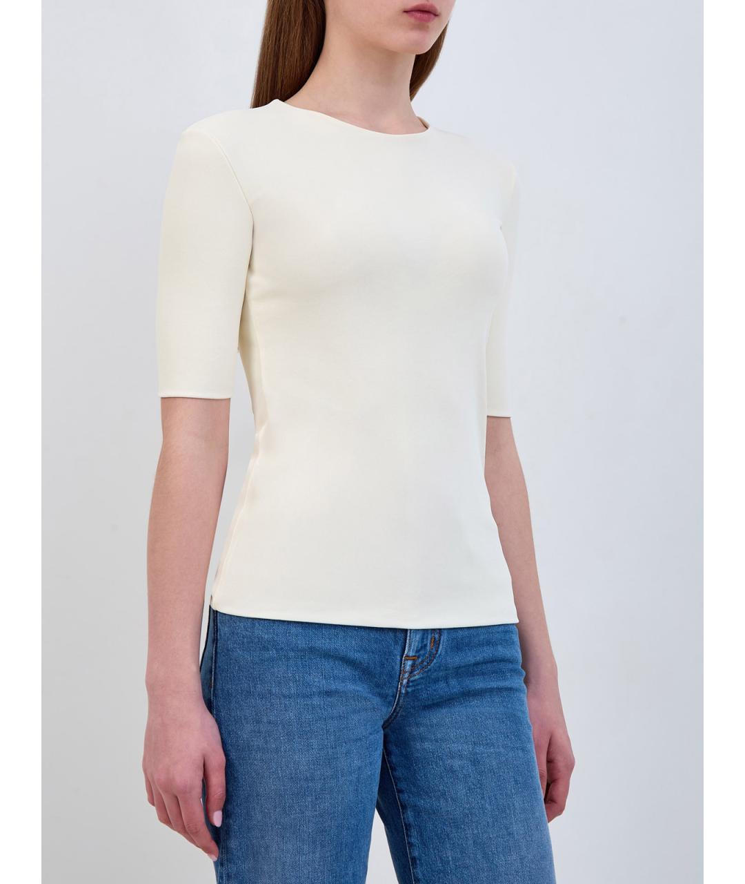 JIL SANDER Бежевая вискозная футболка, фото 3