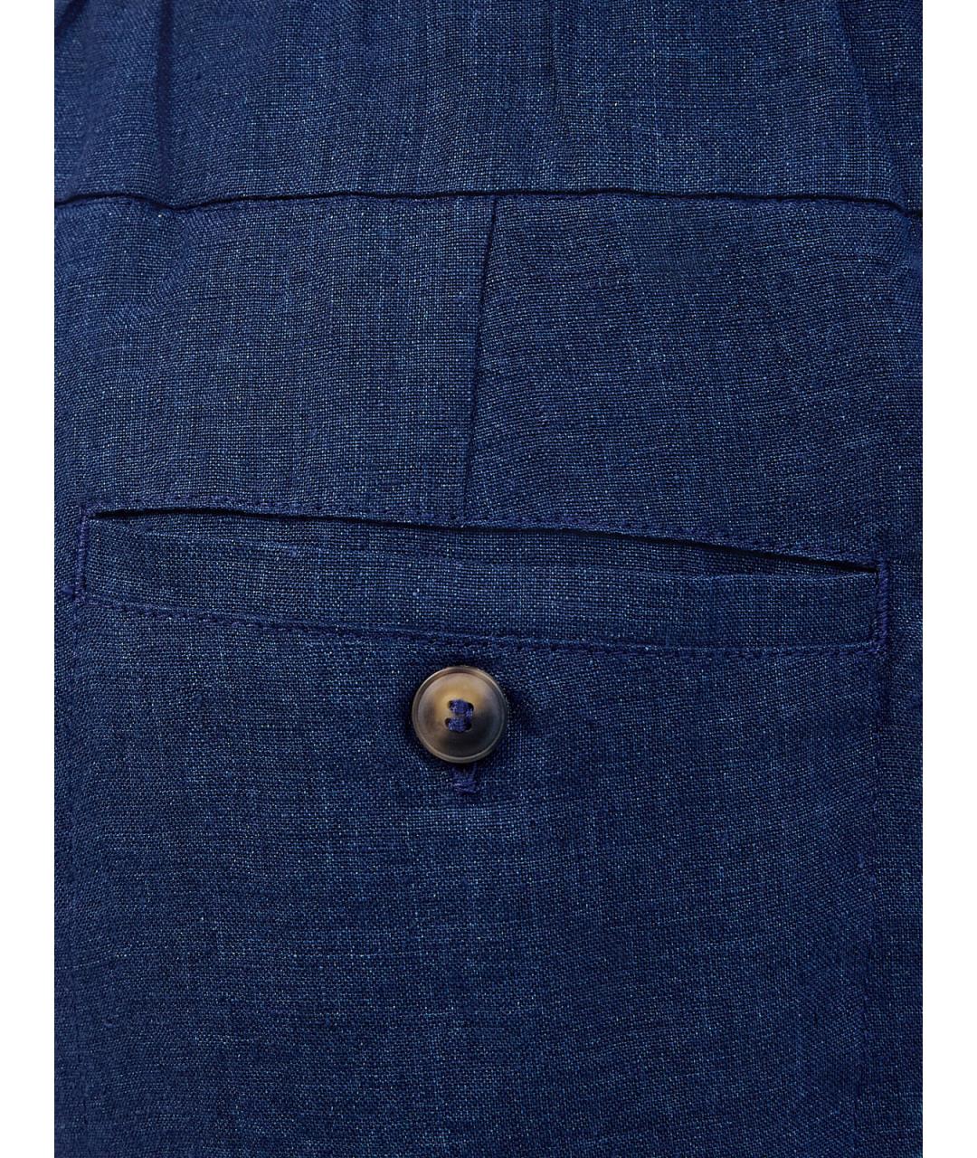 CAPOBIANCO Синие льняные повседневные брюки, фото 5