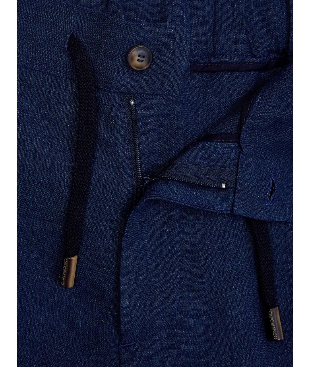 CAPOBIANCO Синие льняные повседневные брюки, фото 6