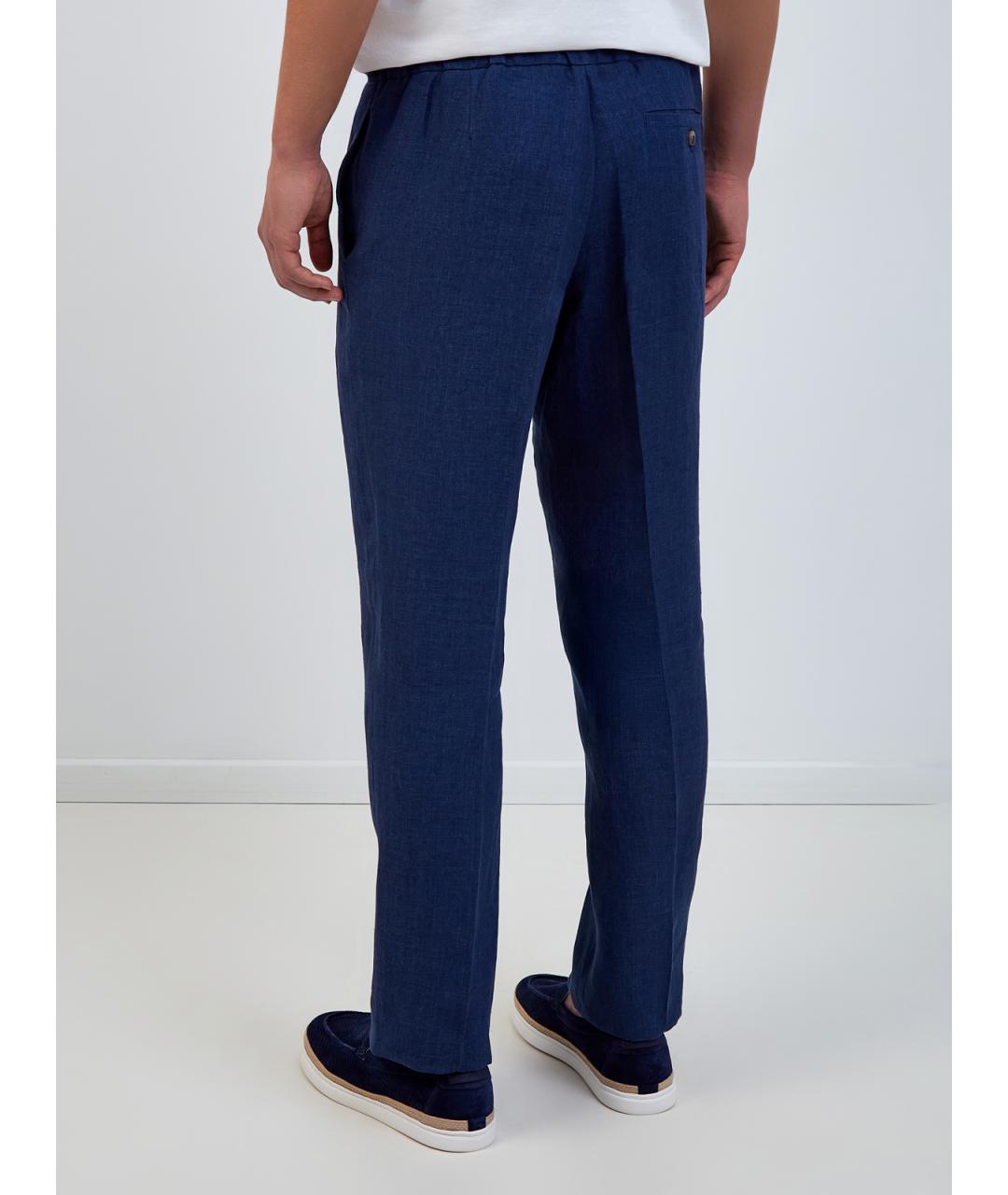 CAPOBIANCO Синие льняные повседневные брюки, фото 4
