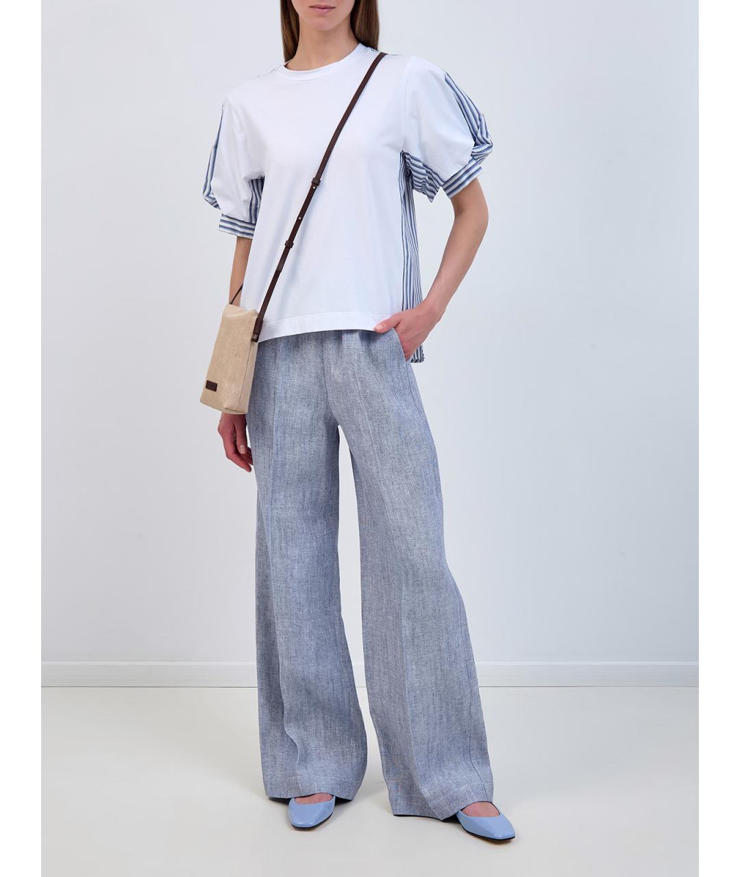 LORENA ANTONIAZZI Голубые льняные прямые брюки, фото 2
