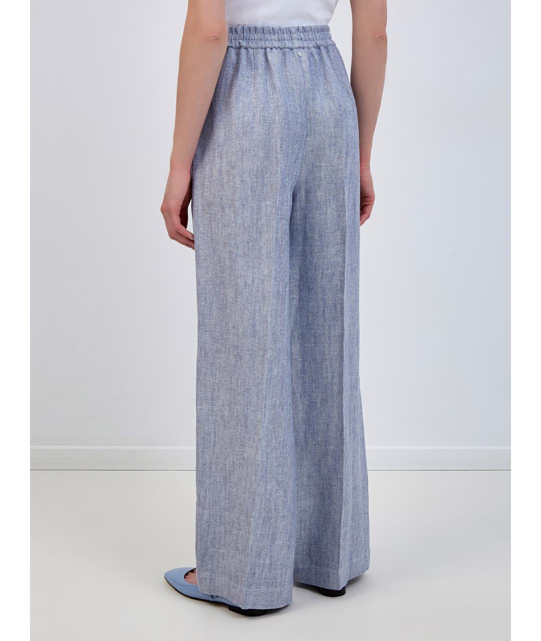 LORENA ANTONIAZZI Голубые льняные прямые брюки, фото 4