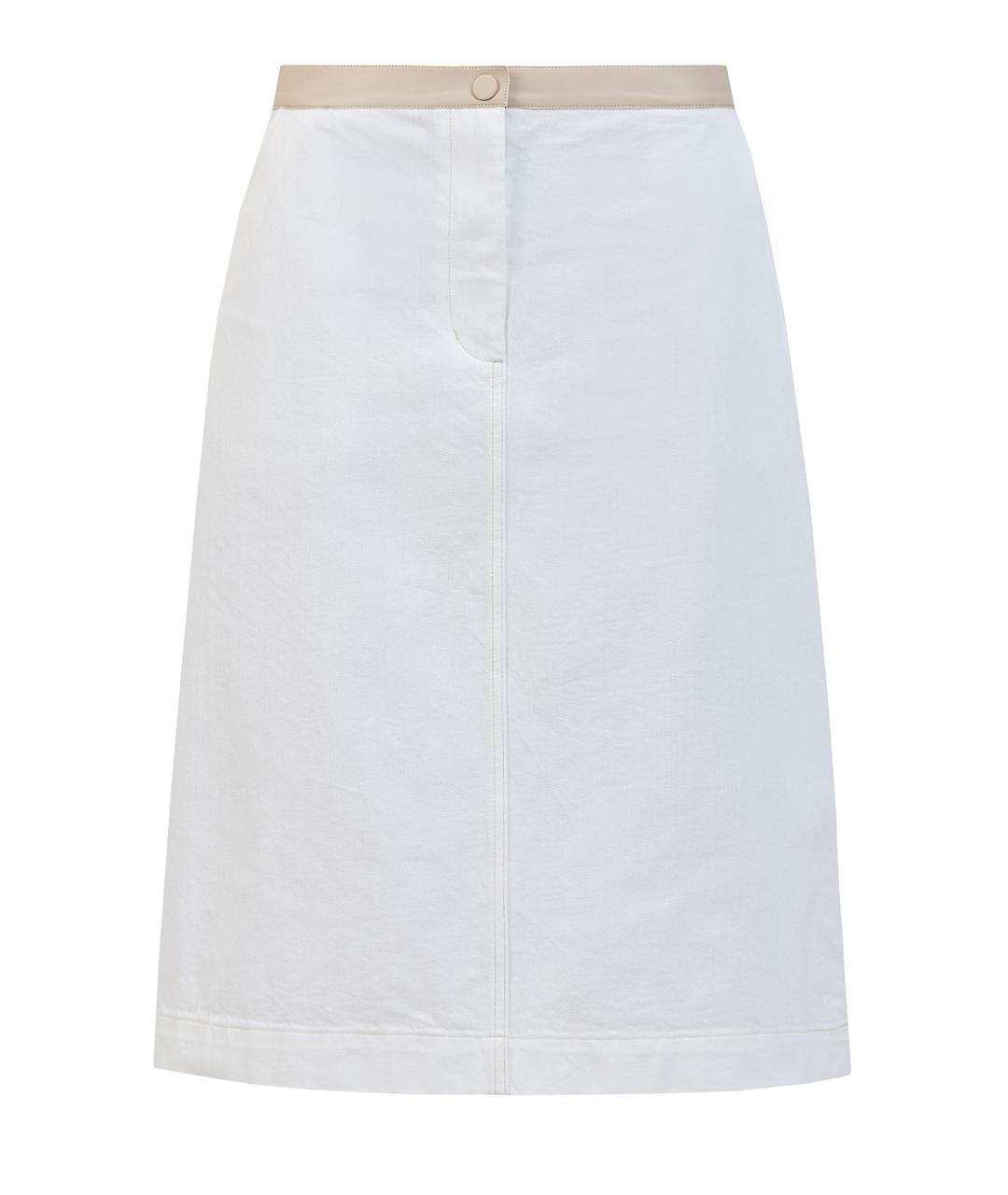 YVES SALOMON Белая шелковая юбка миди, фото 1
