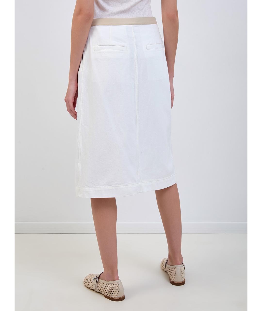 YVES SALOMON Белая шелковая юбка миди, фото 4