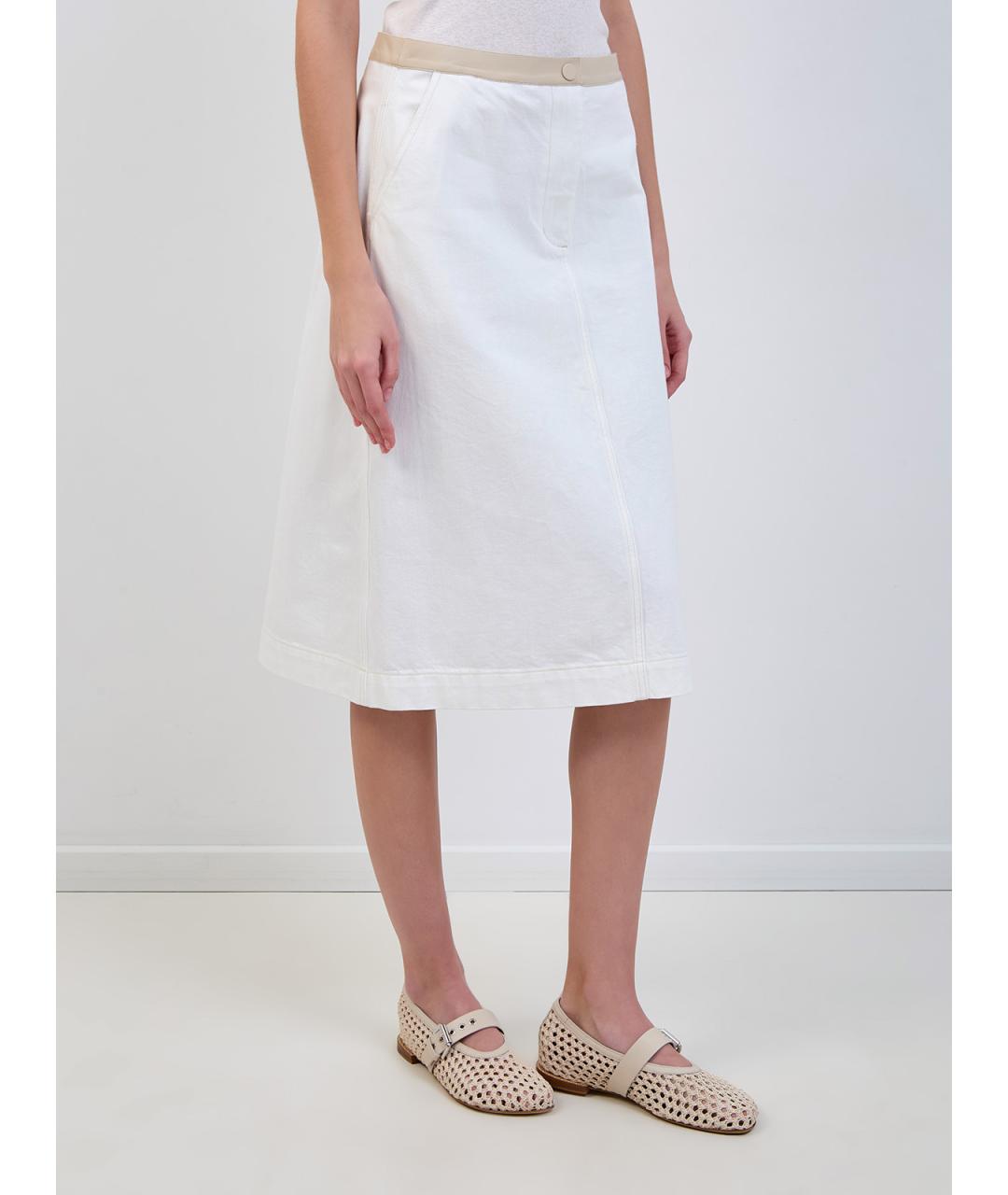 YVES SALOMON Белая шелковая юбка миди, фото 3