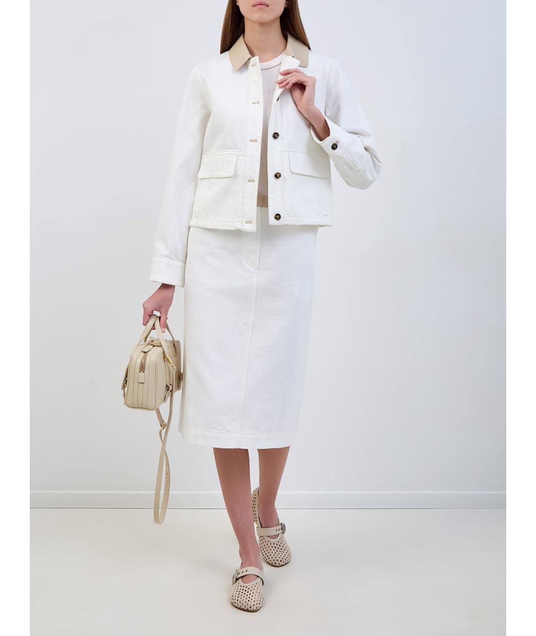 YVES SALOMON Белая шелковая юбка миди, фото 2