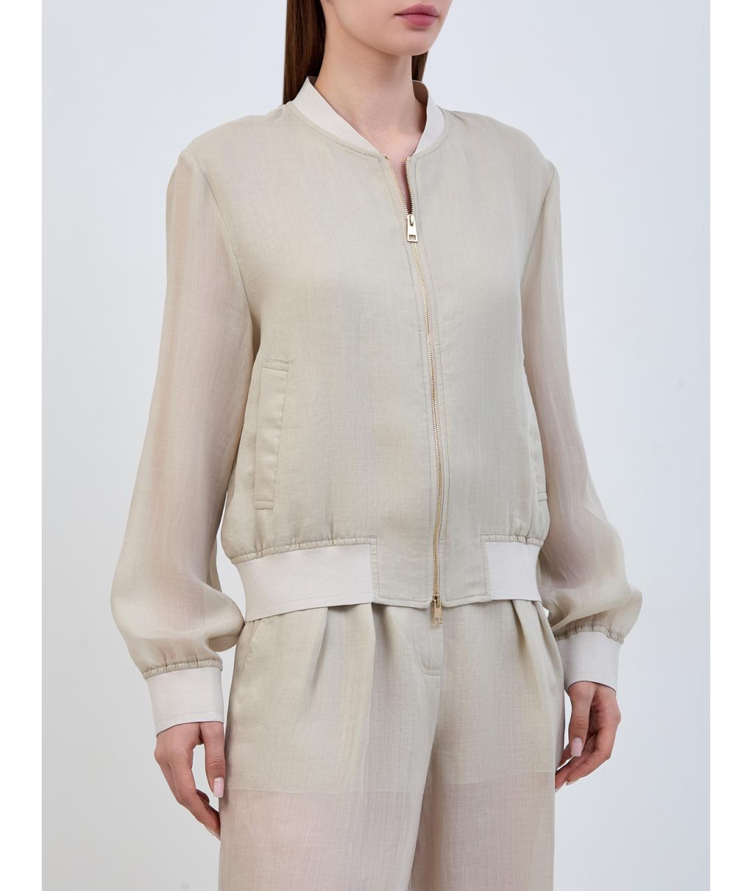 LORENA ANTONIAZZI Бежевая льняная куртка, фото 3