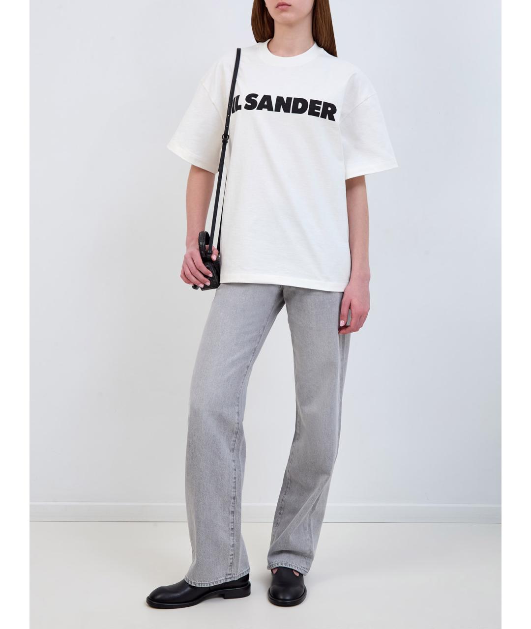 JIL SANDER Белая хлопковая футболка, фото 2