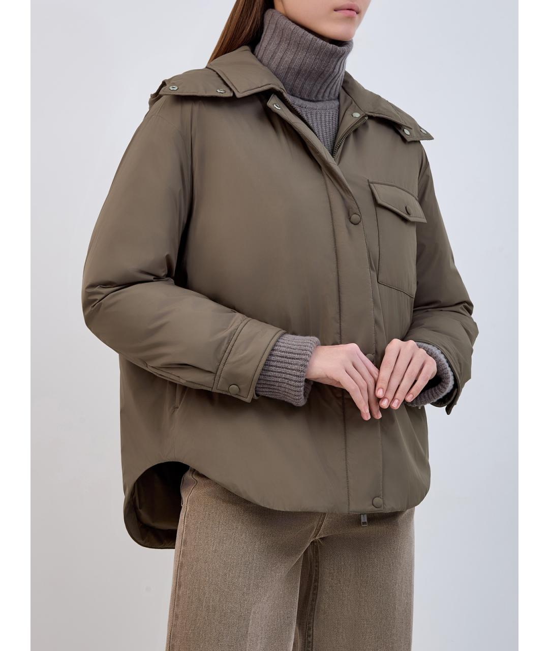 YVES SALOMON Зеленый полиэстеровый пуховик, фото 3