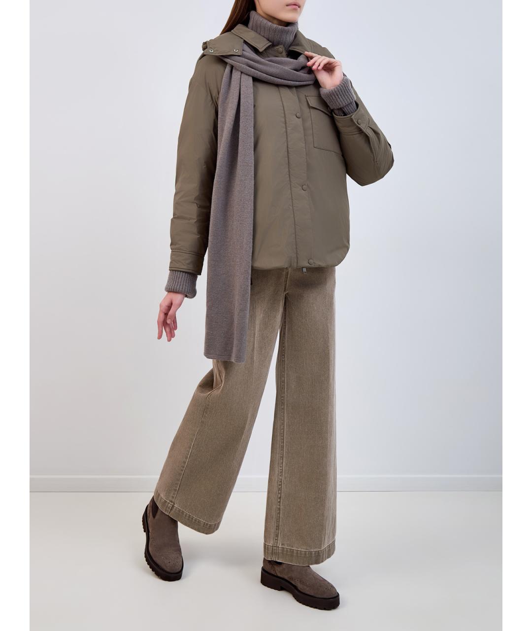 YVES SALOMON Зеленый полиэстеровый пуховик, фото 2