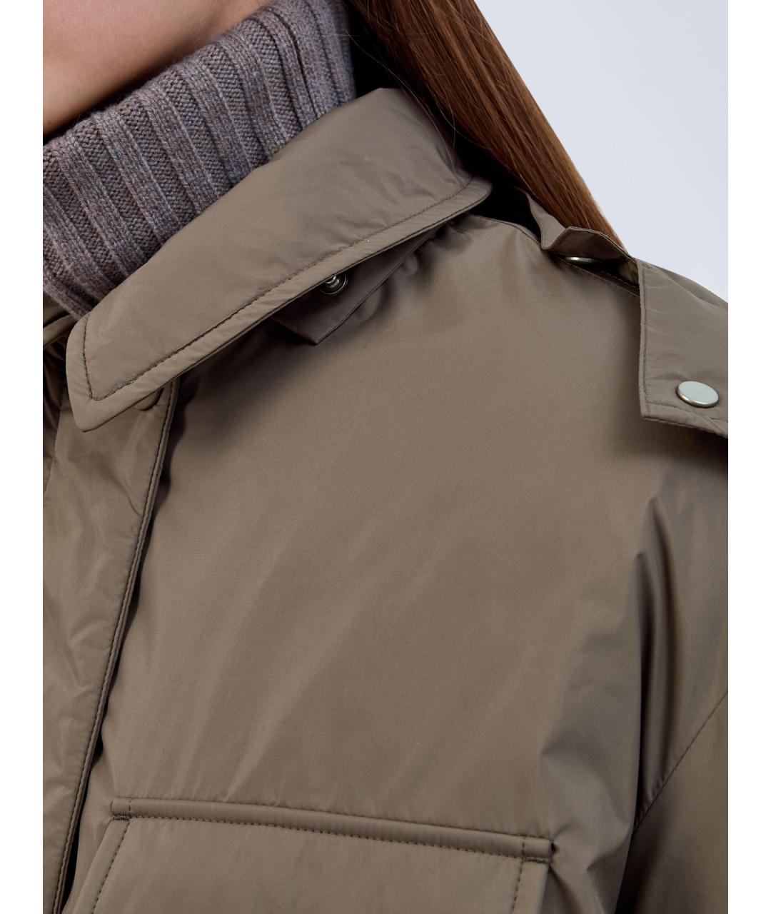 YVES SALOMON Зеленый полиэстеровый пуховик, фото 5