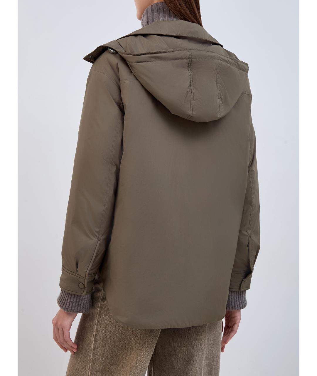 YVES SALOMON Зеленый полиэстеровый пуховик, фото 4