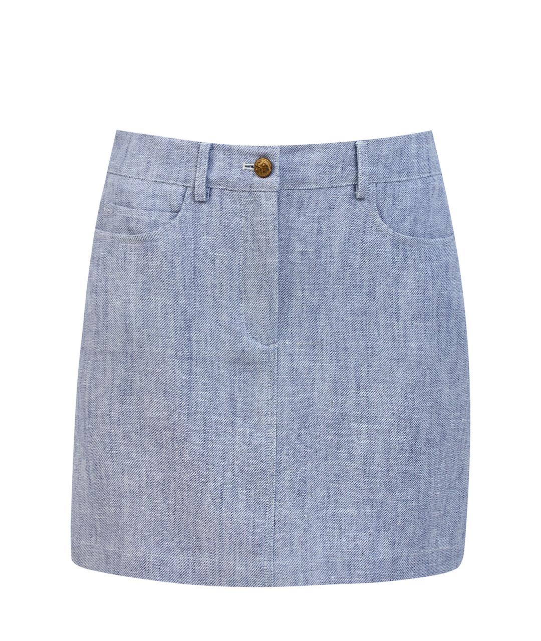 LORENA ANTONIAZZI Голубая льняная юбка мини, фото 6