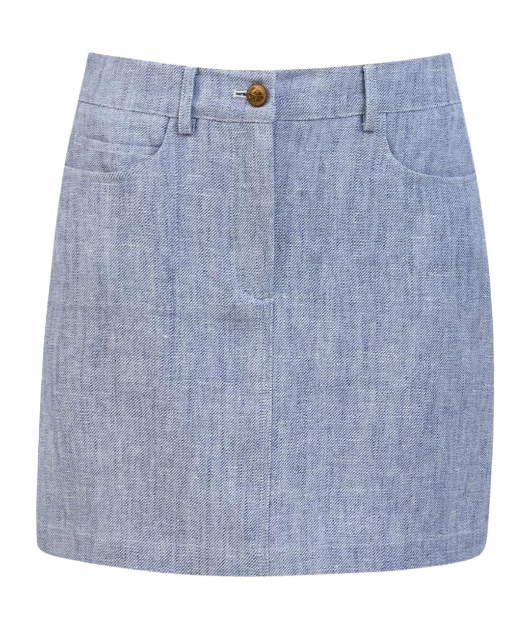 LORENA ANTONIAZZI Голубая льняная юбка мини, фото 1