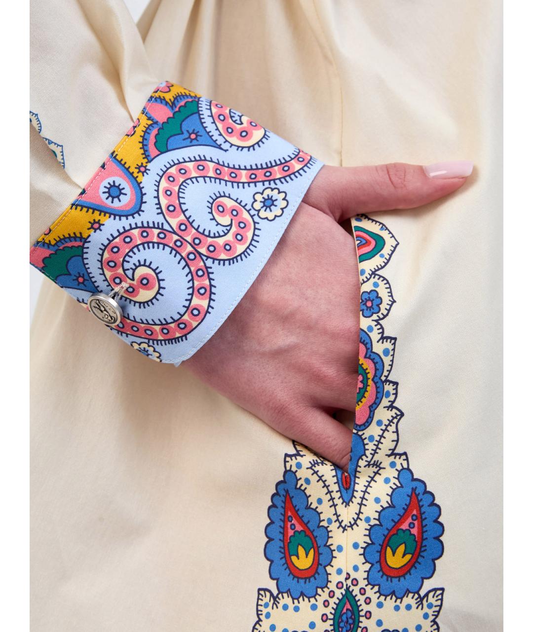 ETRO Бежевое хлопковое повседневное платье, фото 3