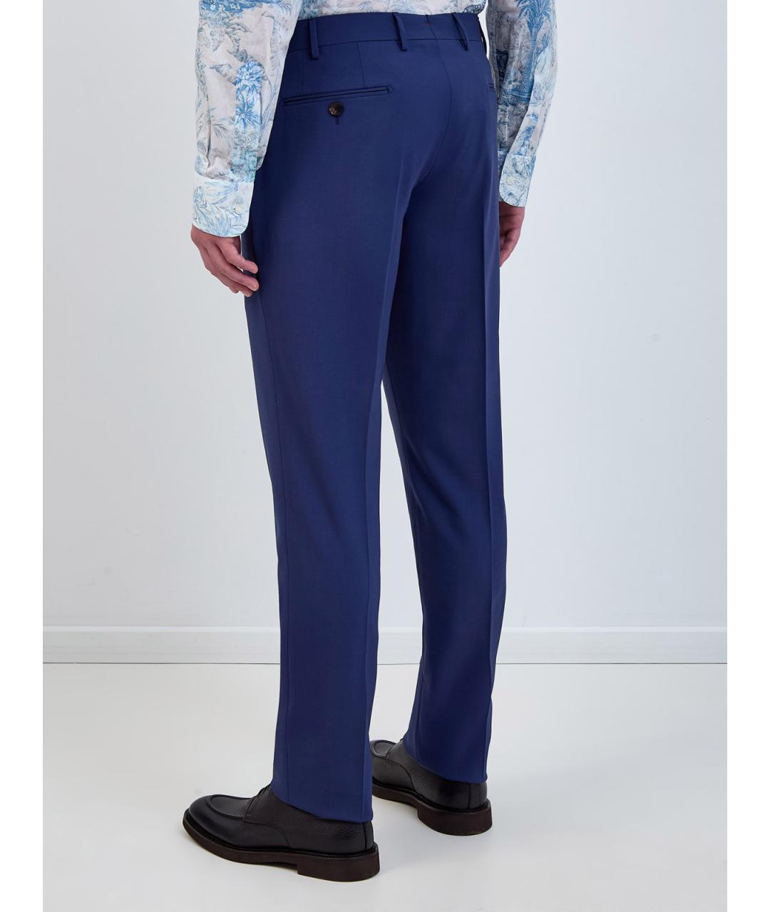 ETRO Синие шерстяные классические брюки, фото 4