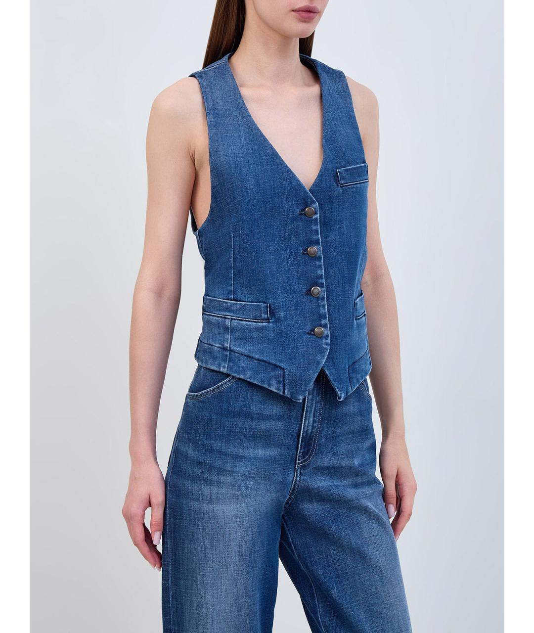 LORENA ANTONIAZZI Синий хлопковый жилет, фото 3