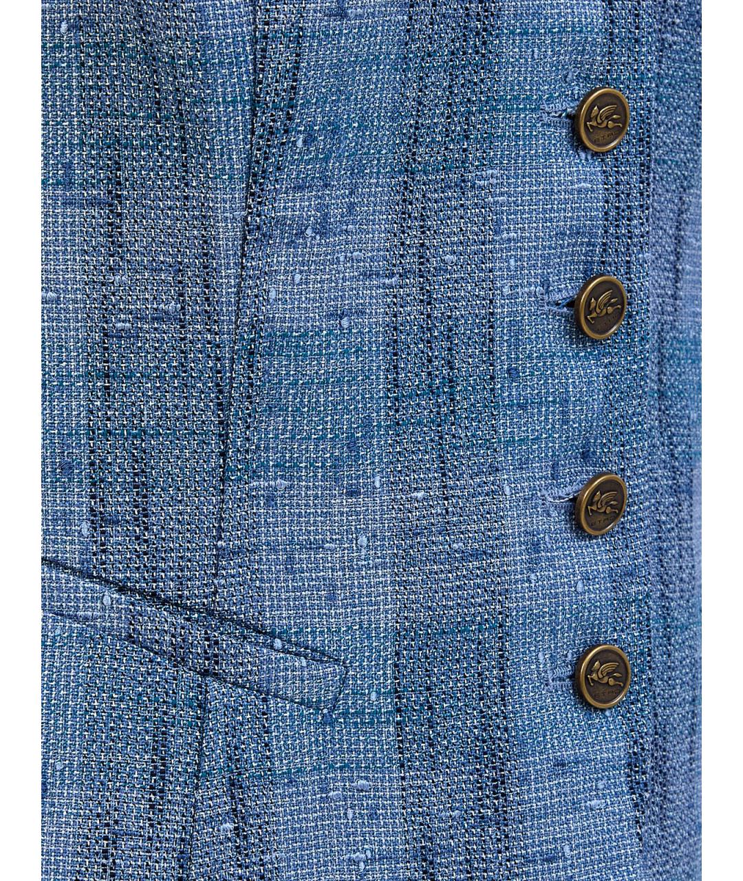 ETRO Голубой льняной жилет, фото 3