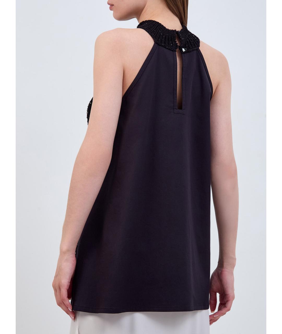 LORENA ANTONIAZZI Черная хлопковая блузы, фото 4