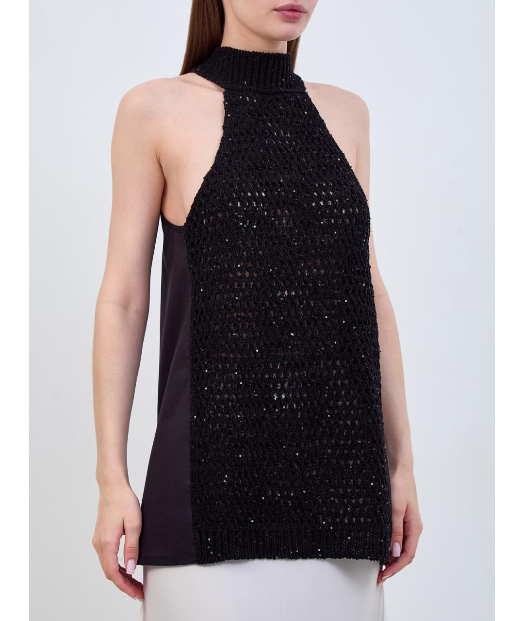 LORENA ANTONIAZZI Черная хлопковая блузы, фото 3