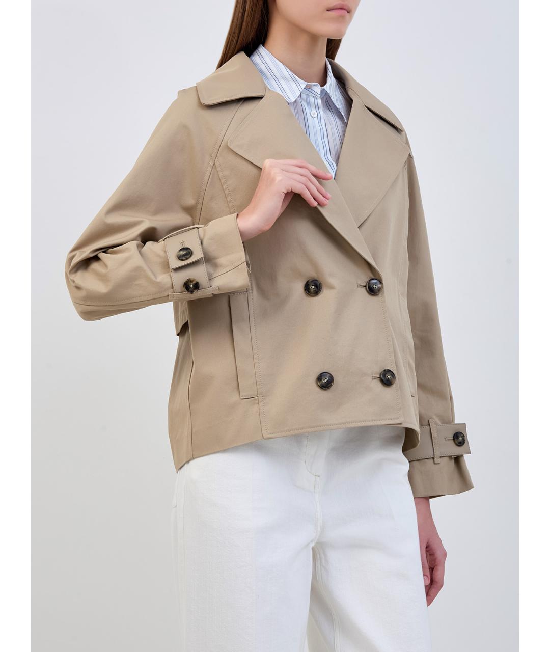 YVES SALOMON Бежевый хлопковый тренч/плащ, фото 3