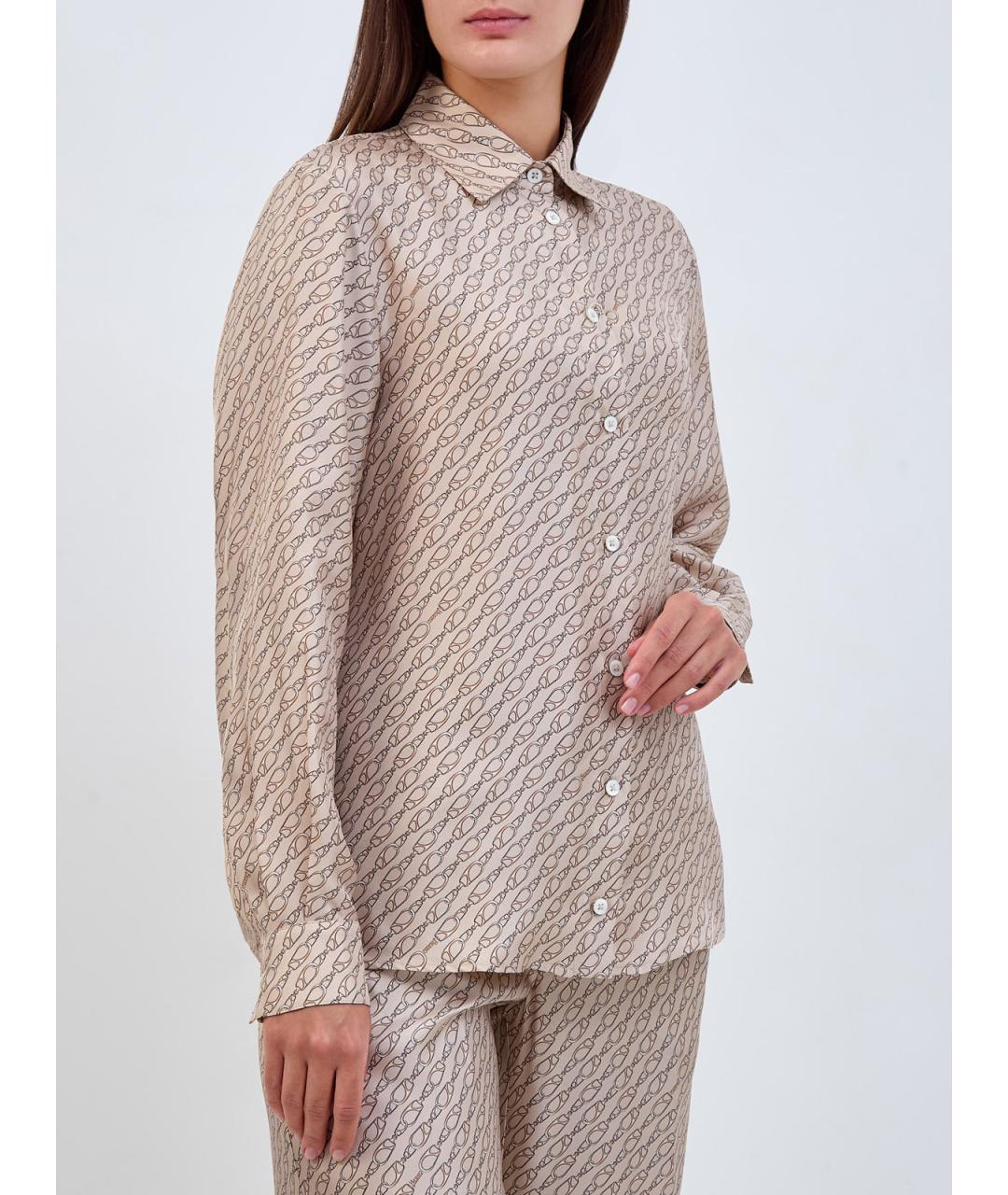 HERNO Бежевая шелковая блузы, фото 3
