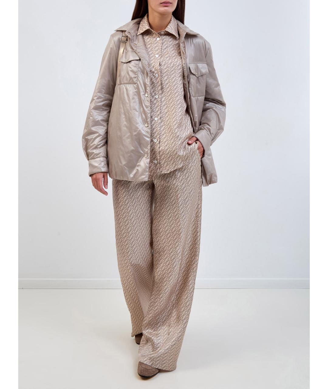 HERNO Бежевая шелковая блузы, фото 2