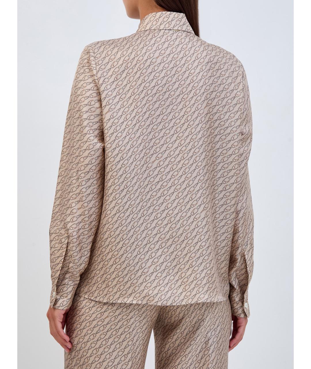 HERNO Бежевая шелковая блузы, фото 4