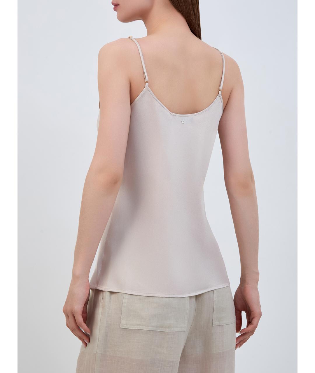 LORENA ANTONIAZZI Бежевая ацетатная майка, фото 4
