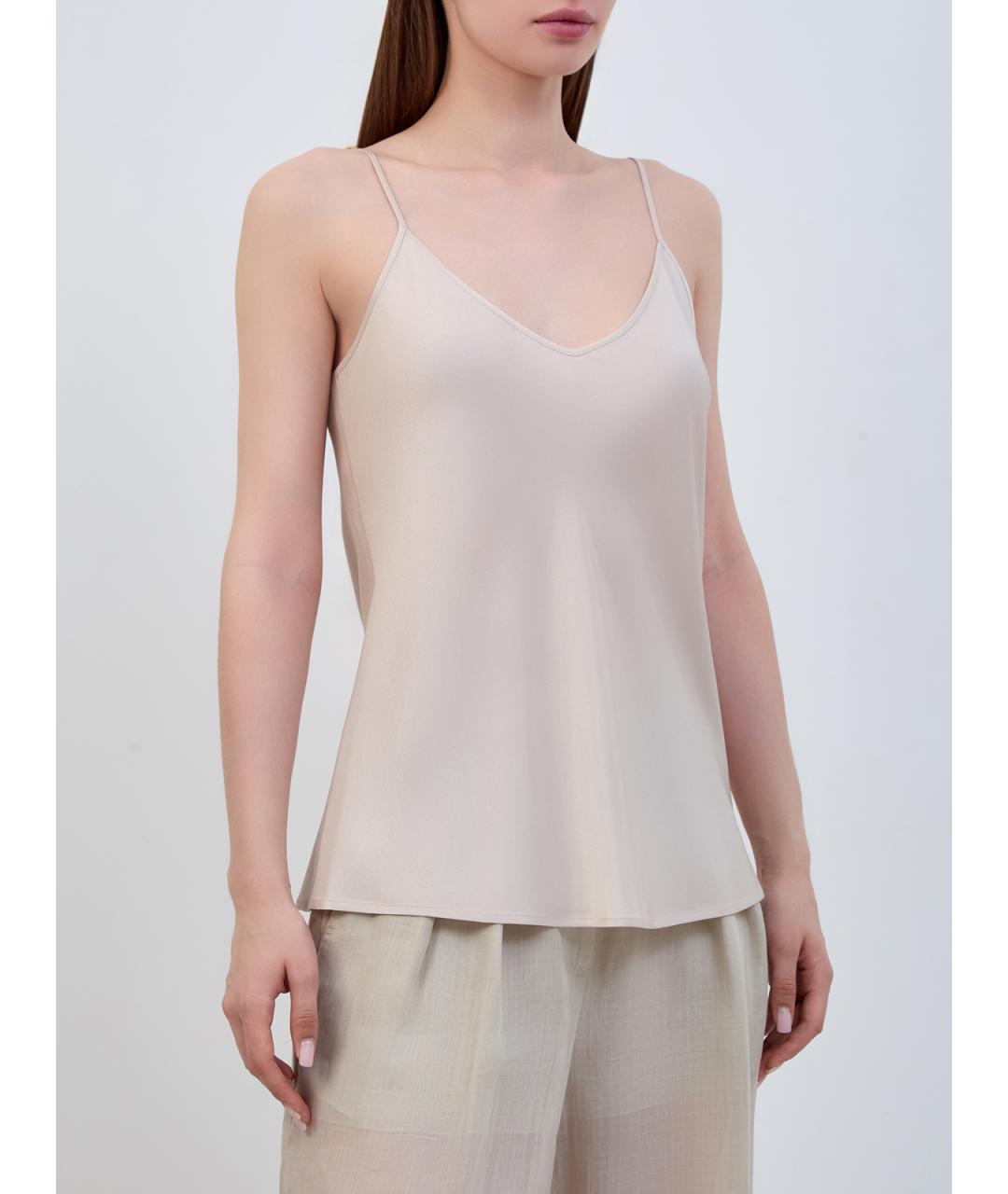 LORENA ANTONIAZZI Бежевая ацетатная майка, фото 3