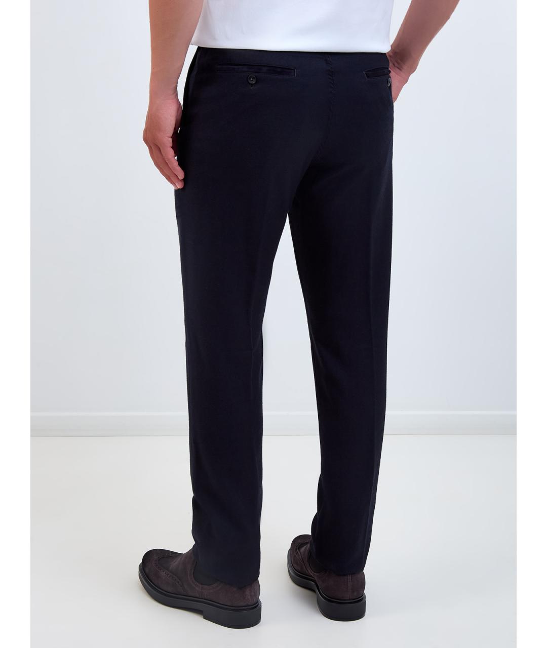 CANALI Синие шерстяные повседневные брюки, фото 4