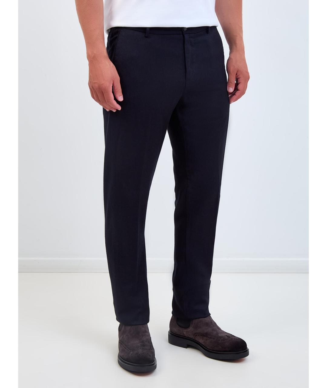 CANALI Синие шерстяные повседневные брюки, фото 3