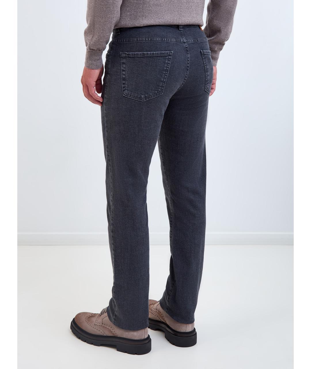 CANALI Серые хлопковые джинсы скинни, фото 4