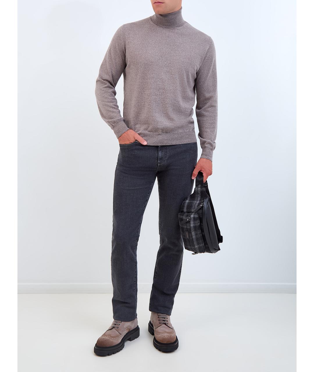 CANALI Серые хлопковые джинсы скинни, фото 2