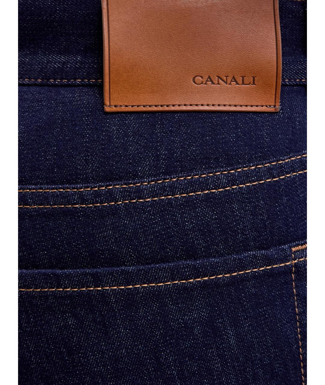 CANALI Темно-синие хлопковые прямые джинсы, фото 5