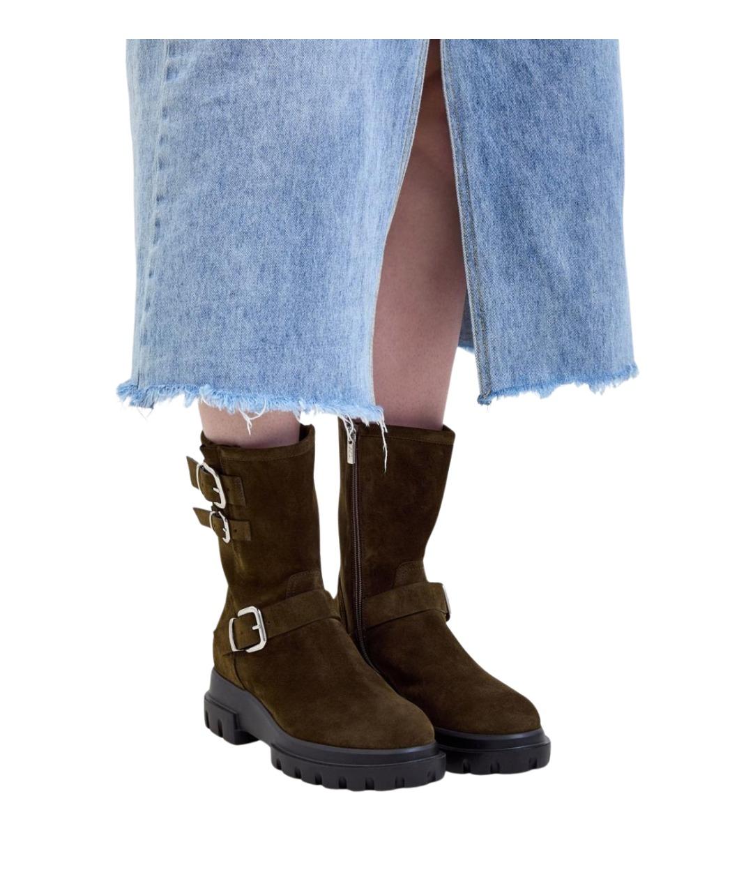 AGL Коричневые замшевые сапоги, фото 2
