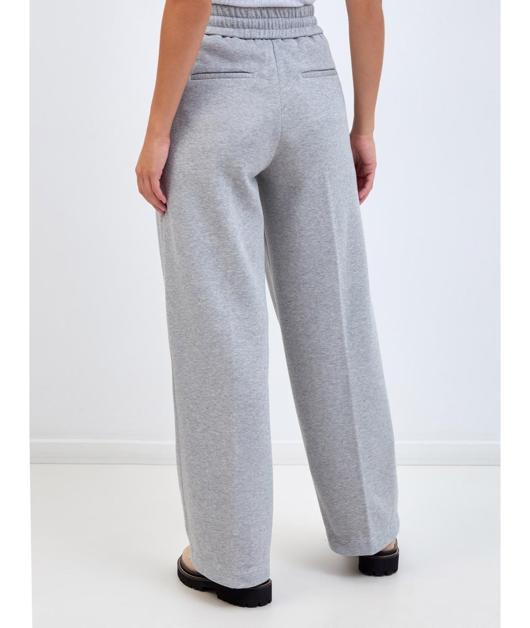 PESERICO Серые хлопковые прямые брюки, фото 4