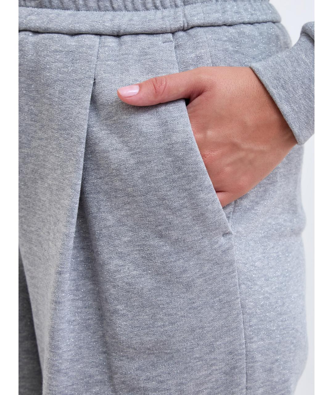 PESERICO Серые хлопковые прямые брюки, фото 5