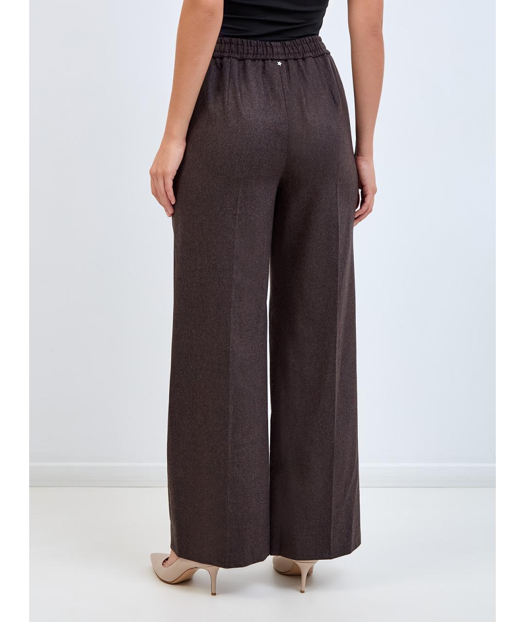 LORENA ANTONIAZZI Коричневые шерстяные прямые брюки, фото 4